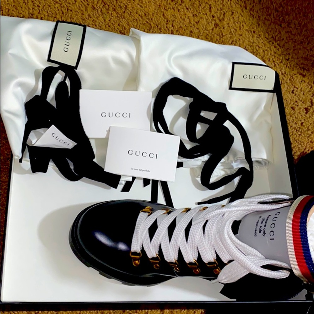 NEW Gucci combat leather boots